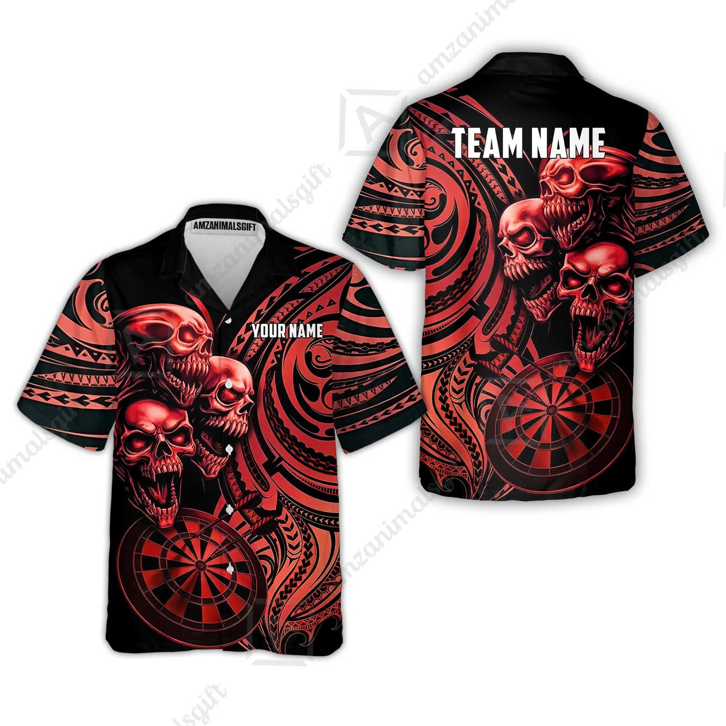 Custom Darts Team Jersey, Personalized Neon Skull Jersey Shirt For Players With Name & Team Name