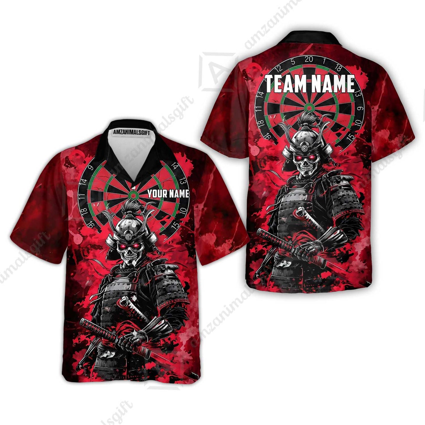 Custom Darts Team Jersey, Personalized Skull Samurai Dartboard Dart Polo Shirt For Players With Name & Team Name