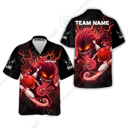 Customized Bowling Jerseys Polo Shirt, Evil Bowling Monster-Dark Bowling Spirit, Uniform Bowling - Personalized Name And Team Name