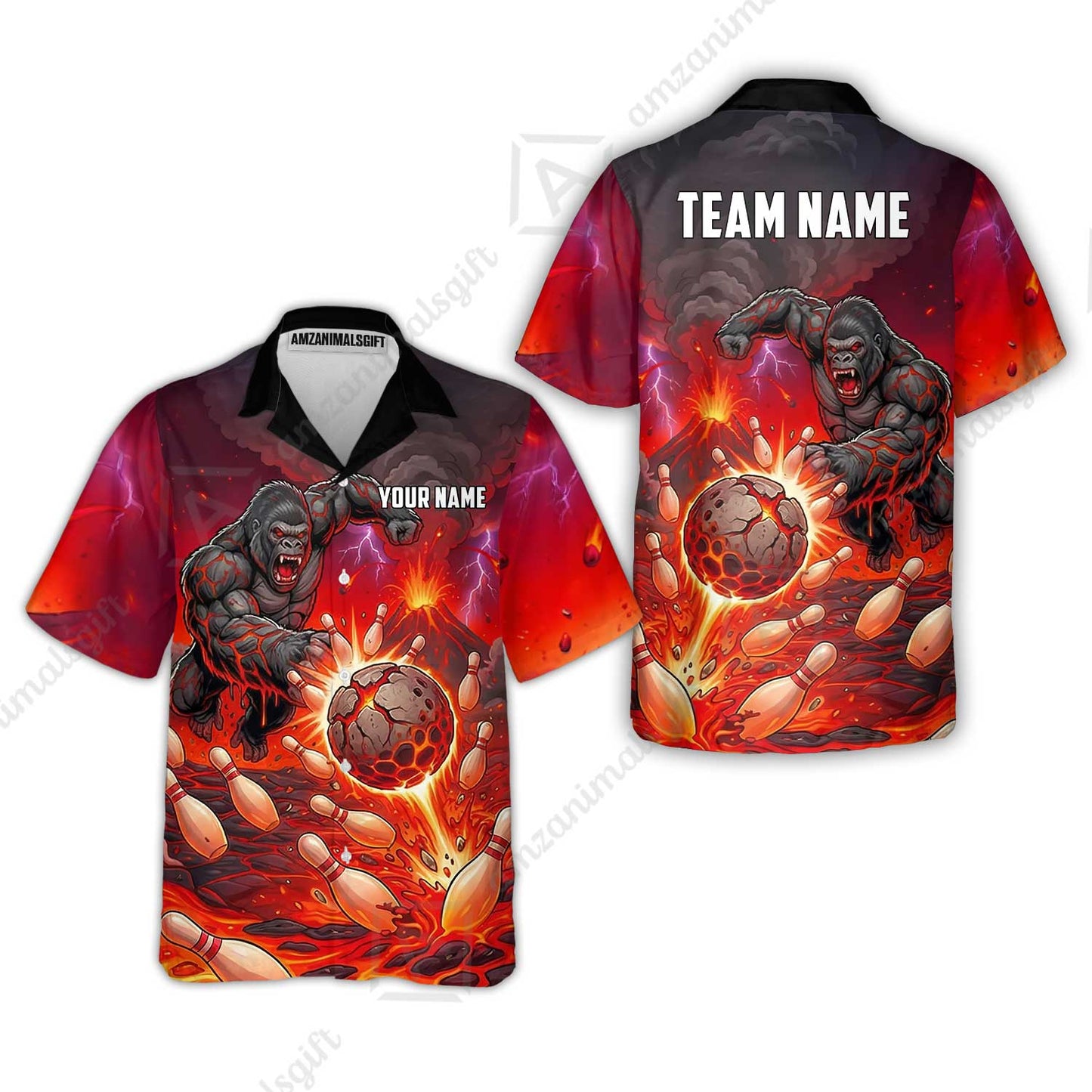 Custom Bowling Jersey Polo Shirt, Fierce Gorilla Strike Bowling, Custom Bowling Jersey Team Shirt For Players With Name & Team Name