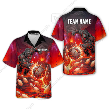 Custom Bowling Jersey Polo Shirt, Fierce Gorilla Strike Bowling, Custom Bowling Jersey Team Shirt For Players With Name & Team Name
