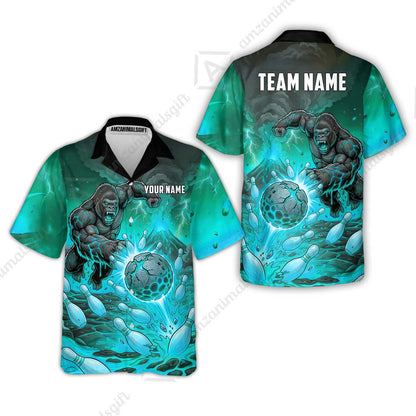 Custom Bowling Jersey Polo Shirt, Fierce Gorilla Strike Bowling, Custom Bowling Jersey Team Shirt For Players With Name & Team Name