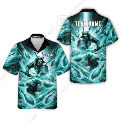 Custom Bowling Jersey Polo Shirt, Japanese Samurai Warrior Bowling, Custom Bowling Jersey Team Shirt For Players With Name & Team Name