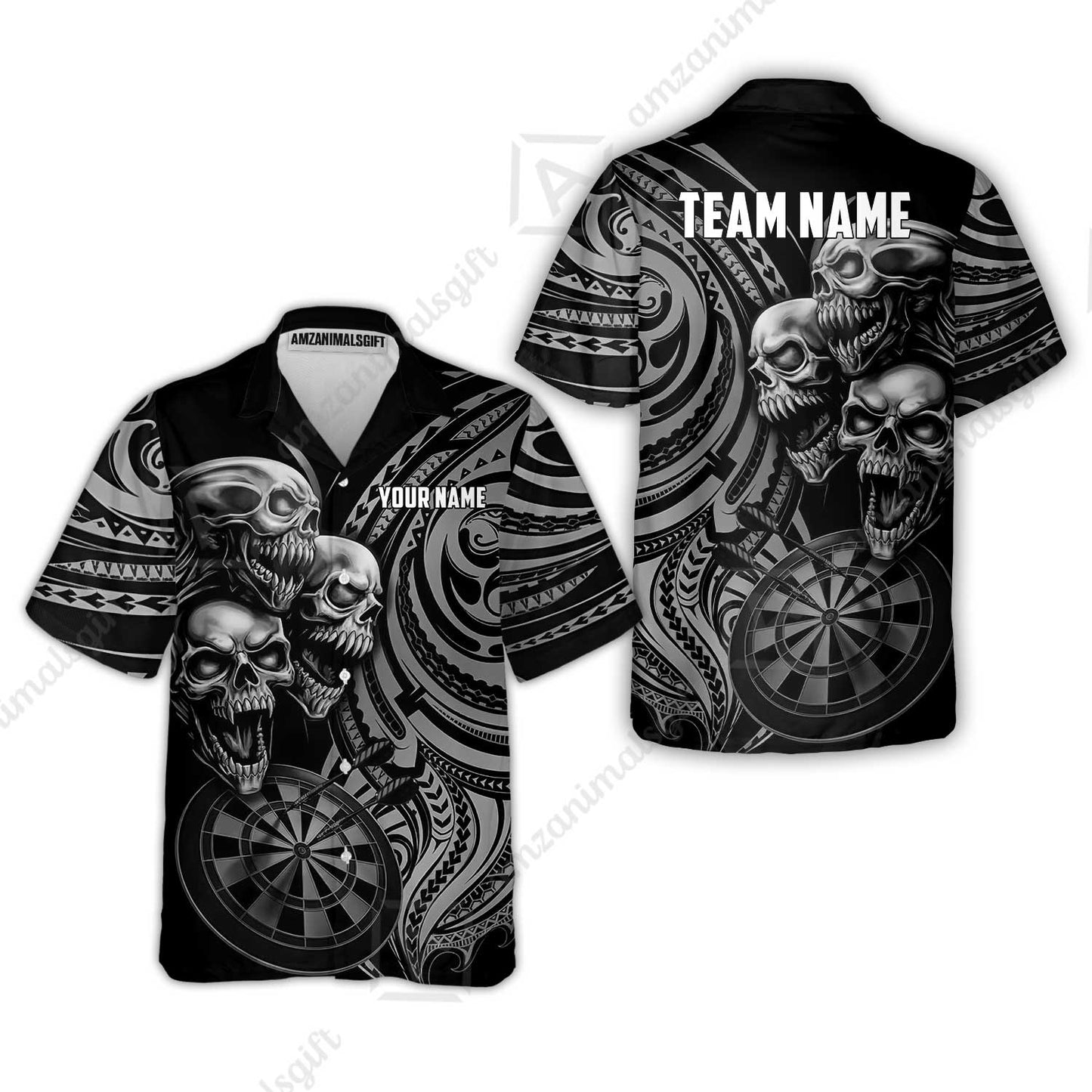 Custom Darts Team Jersey, Personalized Neon Skull Jersey Shirt For Players With Name & Team Name