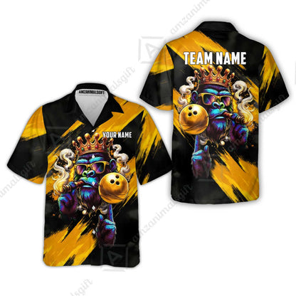 Custom Bowling Jersey Polo Shirt, Gorilla Boss King, Custom Bowling Jersey Team Shirt For Players With Name & Team Name