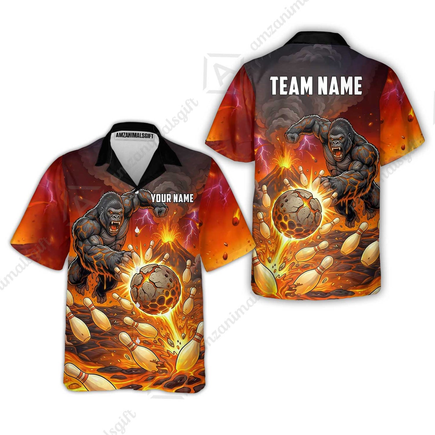 Custom Bowling Jersey Polo Shirt, Fierce Gorilla Strike Bowling, Custom Bowling Jersey Team Shirt For Players With Name & Team Name