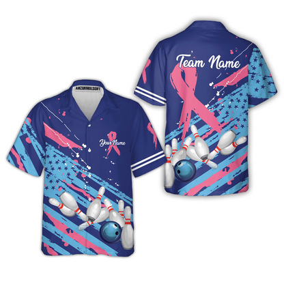 Custom Breast cancer awareness Bowling Team Jerseys Polo Shirts, Bowling uniforms, Breast cancer Bowling Personalized Name And Team Name