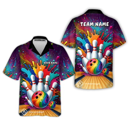 Custom Color Splash Bowling Team Jerseys Polo Shirts, Strike Bowling uniforms, Strike Bowling Personalized Name And Team Name