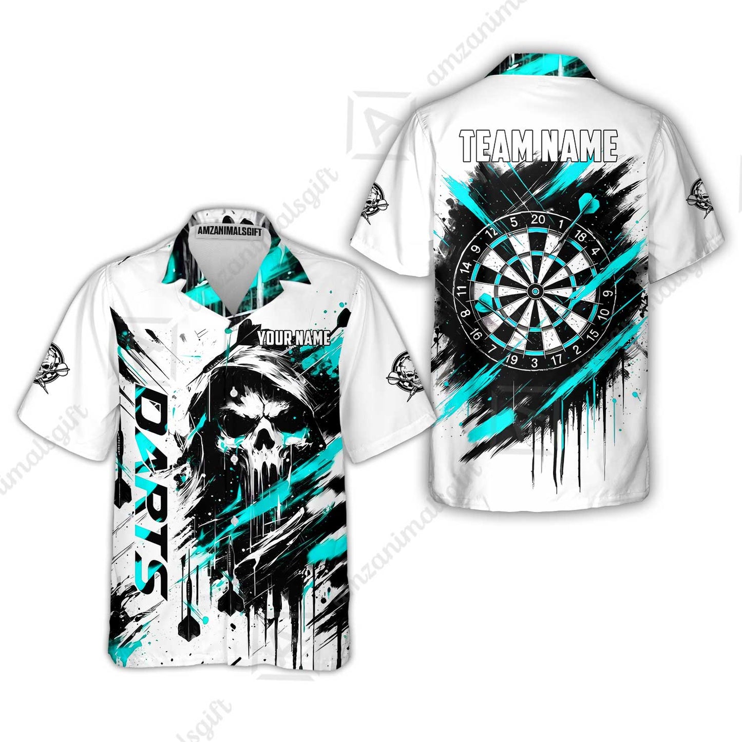 Custom Darts Jersey Polo Shirt, Grim Reaper Sketch Splatter, Custom Dart Jersey Team Shirt For Players With Name & Team Name