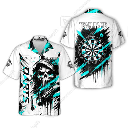Custom Darts Jersey Polo Shirt, Grim Reaper Sketch Splatter, Custom Dart Jersey Team Shirt For Players With Name & Team Name