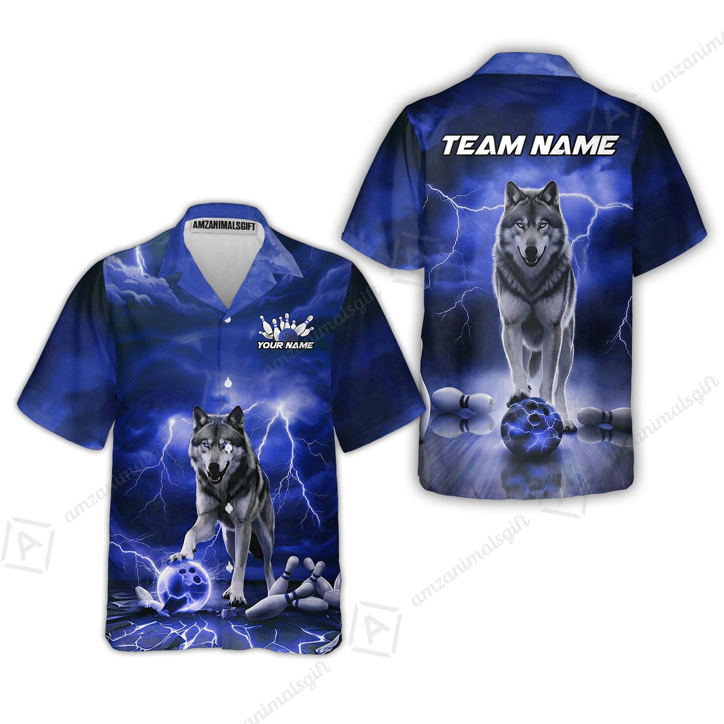 Custom Bowling Jersey Polo Shirt, Electric Wolf Bowling Custom Bowling Jersey Team Shirt For Players With Name & Team Name