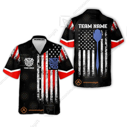 Customized American Flag Darts Polo Shirt, Darts Red White Blue Team Jersey Polo Shirt, Perfect Outfit for Darts Players