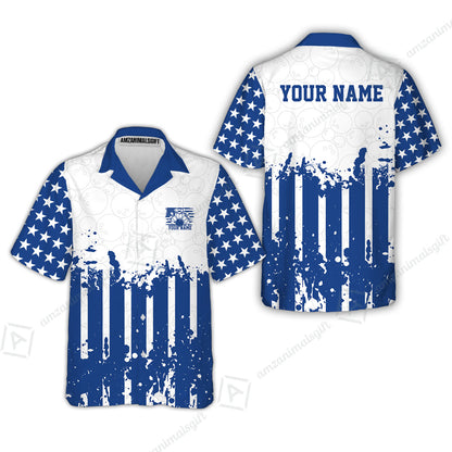 Custom Bowling Jersey Polo Shirt, Distressed Stars and Stripes Grunge, Custom Bowling Jersey Team Shirt For Players With Name and Team Name