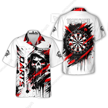Custom Darts Jersey Polo Shirt, Grim Reaper Sketch Splatter, Custom Dart Jersey Team Shirt For Players With Name & Team Name