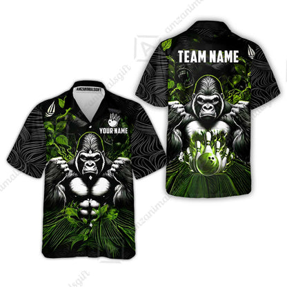 Custom Bowling Jersey Polo Shirt, Furious Gorilla Mascot, Custom Bowling Jersey Team Shirt For Players With Name & Team Name