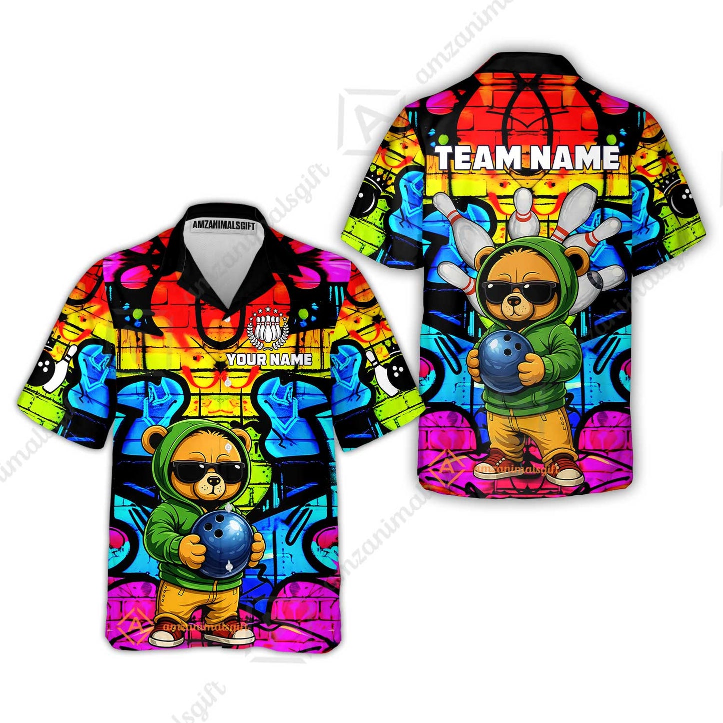 Custom Bowling Jersey Polo Shirt, Urban Street Art Bowling, Custom Bowling Jersey Team Shirt For Players With Name & Team Name