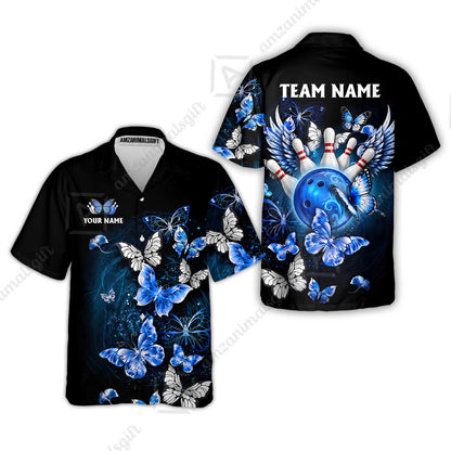 Custom Bowling Jersey Polo Shirt, Dreamy Nebula & Angelic Butterflies, Personalize Name and Team Name
