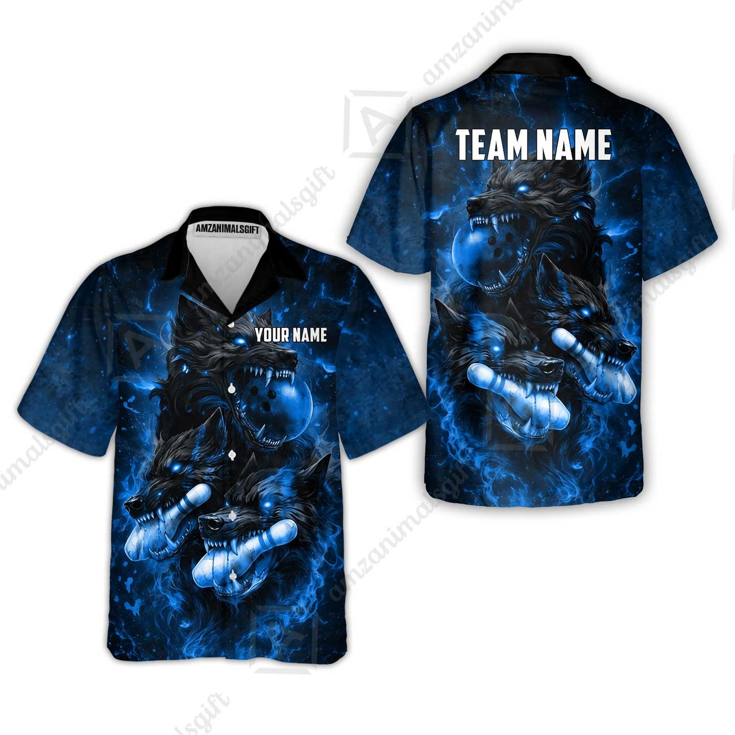 Custom Bowling Jersey Polo Shirt, Dark Fantasy Hellfire Werewolf, Custom Bowling Jersey Team Shirt For Players With Name & Team Name