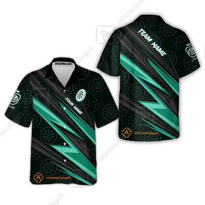 Custom Turquoise Dartboard Pattern Darts Men Polo Shirt Team,  Custom Darts Team Jerseys Uniform, Personalized Name And Team Name Shirts