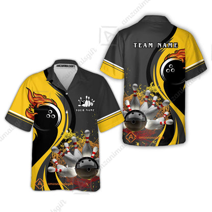 Customized Bowling Unisex Polo Shirt, Bowling And Pins Water Flow Multicolor Option Customized Name And Team Name For Bowling Team Polo Jerseys Shirts