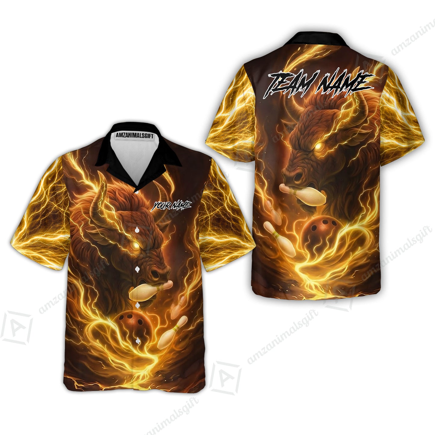 Custom Bowling Jersey Polo Shirt, Charging Bull Bowling Custom Bowling Jersey Team Shirt For Players With Name & Team Name