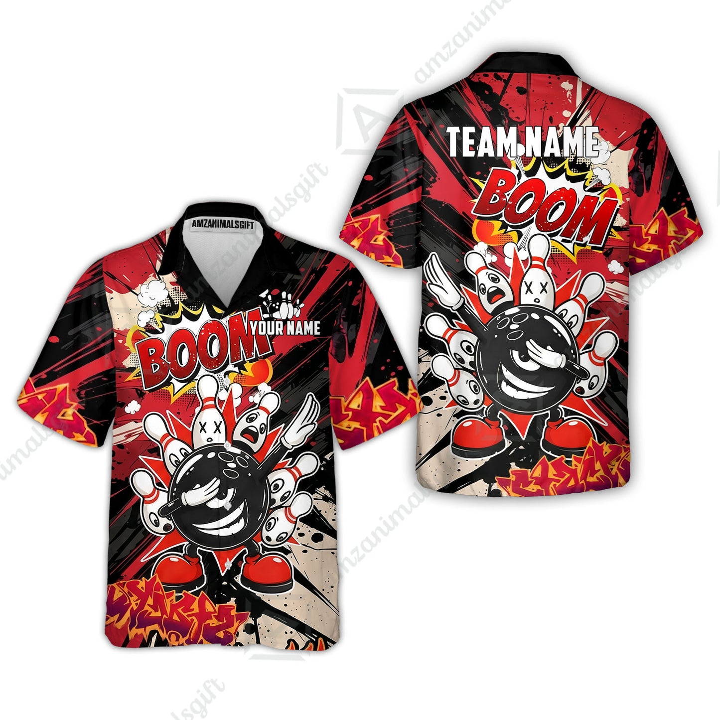 Custom Bowling Jersey Polo Shirt, Dabbing Cartoon Monster, Custom Bowling Jersey Team Shirt For Players With Name & Team Name