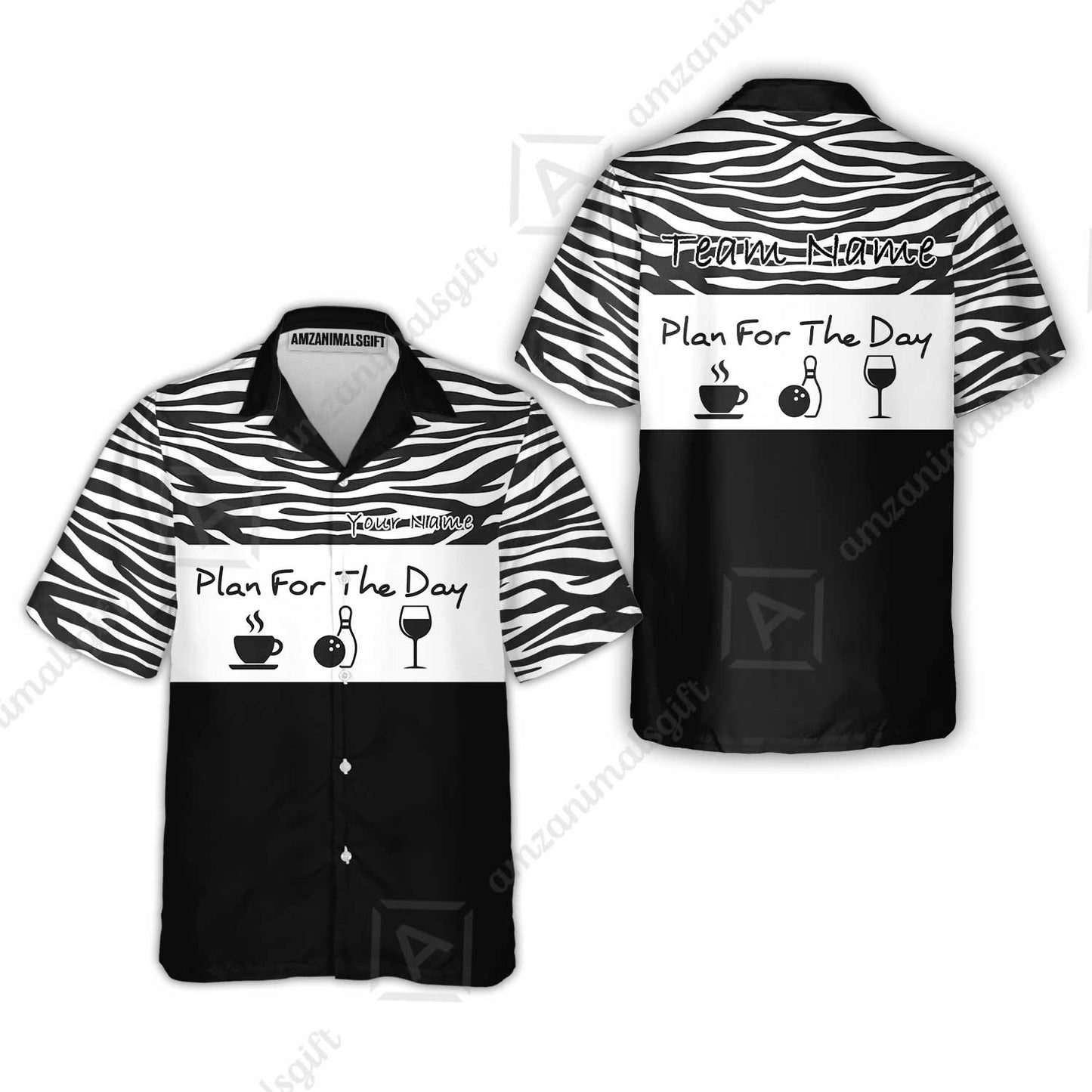 Custom Bowling Jersey Polo Shirt, Pink Zebra Pattern Bowling, Custom Bowling Jersey Team Shirt For Players With Name & Team Name