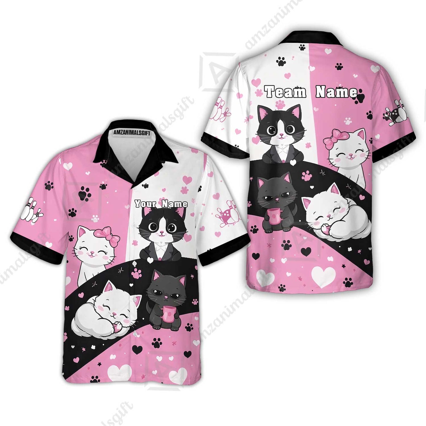 Custom Bowling Jersey Polo Shirt,  Meow Moments, Custom Bowling Jersey Team Shirt For Players With Name and Team Name