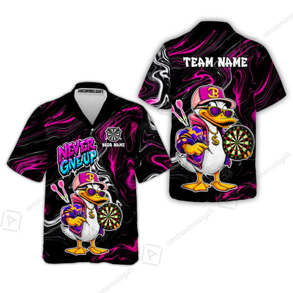 Customized Darts Team Jersey, Duck Never Give Up, Personalized Darts Name And Team Name