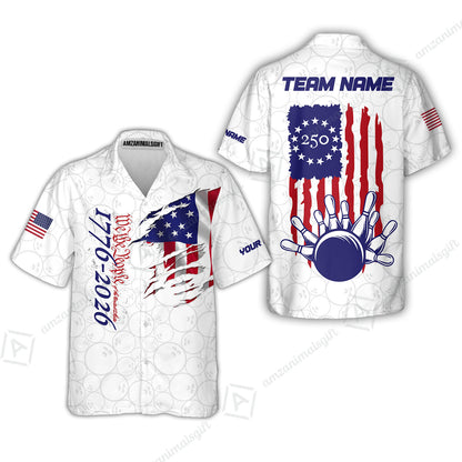 Custom Bowling Jersey Polo Shirt, Semiquincentennial USA 250, Custom Bowling Jersey Team Shirt For Players With Name and Team Name