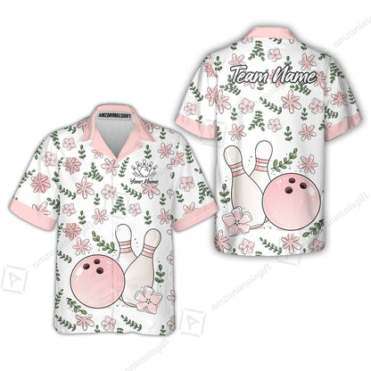 Custom Bowling Jersey Polo Shirt, Pink Floral Bowling, Custom Bowling Jersey Team Shirt For Players With Name & Team Name