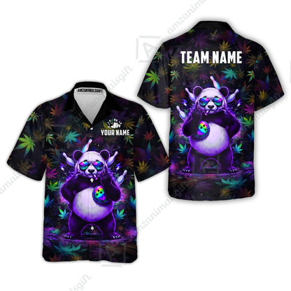 Custom Bowling Jersey Polo Shirt, Badass Stoner Panda & Psychedelic Leaves, Custom Bowling Jersey Team Shirt For Players With Name & Team Name