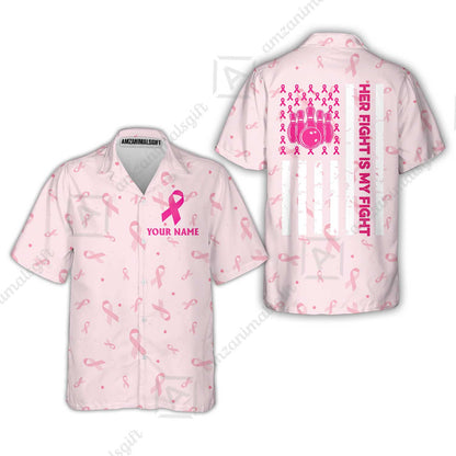 Custom Bowling Jersey Polo Shirt, Her Fight Is My Fight, Personalized Name And Team Name
