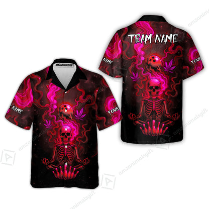 Custom Bowling Team Unisex Polo Shirt, Neon Skull CNB Bowling Custom Shirt Featuring Personalized Name and Team Name