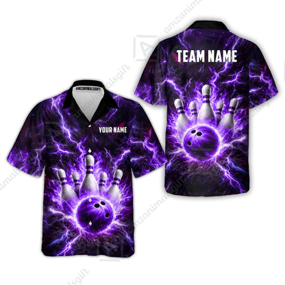 Custom Bowling Jersey Polo Shirt, Electric Lightning Storm Bowling, Custom Bowling Jersey Team Shirt For Players With Name and Team Name