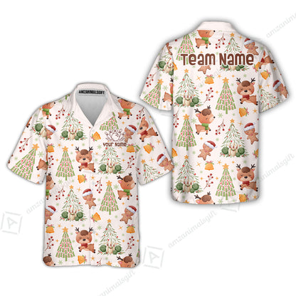 Custom Bowling Jersey Polo Shirt, Reindeer Christmas Bowling, Custom Bowling Jersey Team Shirt For Players With Name & Team Name