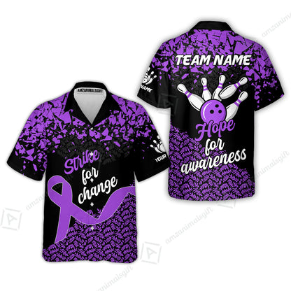 Custom Bowling Jersey Uniform Shirt, Bowling Strike For Change Team Shirt For Players With Name & Team Name