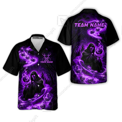 Custom Bowling Jersey Polo Shirt, Fiery Pool Shark, Custom Bowling Jersey Team Shirt For Players With Name & Team Name