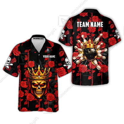 Custom Bowling Jersey Polo Shirt, Royal Skull Bowling, Custom Bowling Jersey Team Shirt For Players With Name & Team Name
