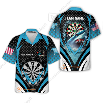 Custom Blue Dartboard Darts Team Jersey Polo Quarter-Zip Shirts, Customized Name Team Name Darts Team Jerseys Uniform