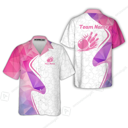 Custom Bowling Jersey Polo Shirt, Polygon Pink Color Purple, Custom Bowling Jersey Team Shirt For Players With Name and Team Name