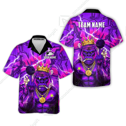 Custom Bowling Jersey Polo Shirt, Rebellious Gorilla King & Street Graffiti, Custom Bowling Jersey Team Shirt For Players With Name & Team Name