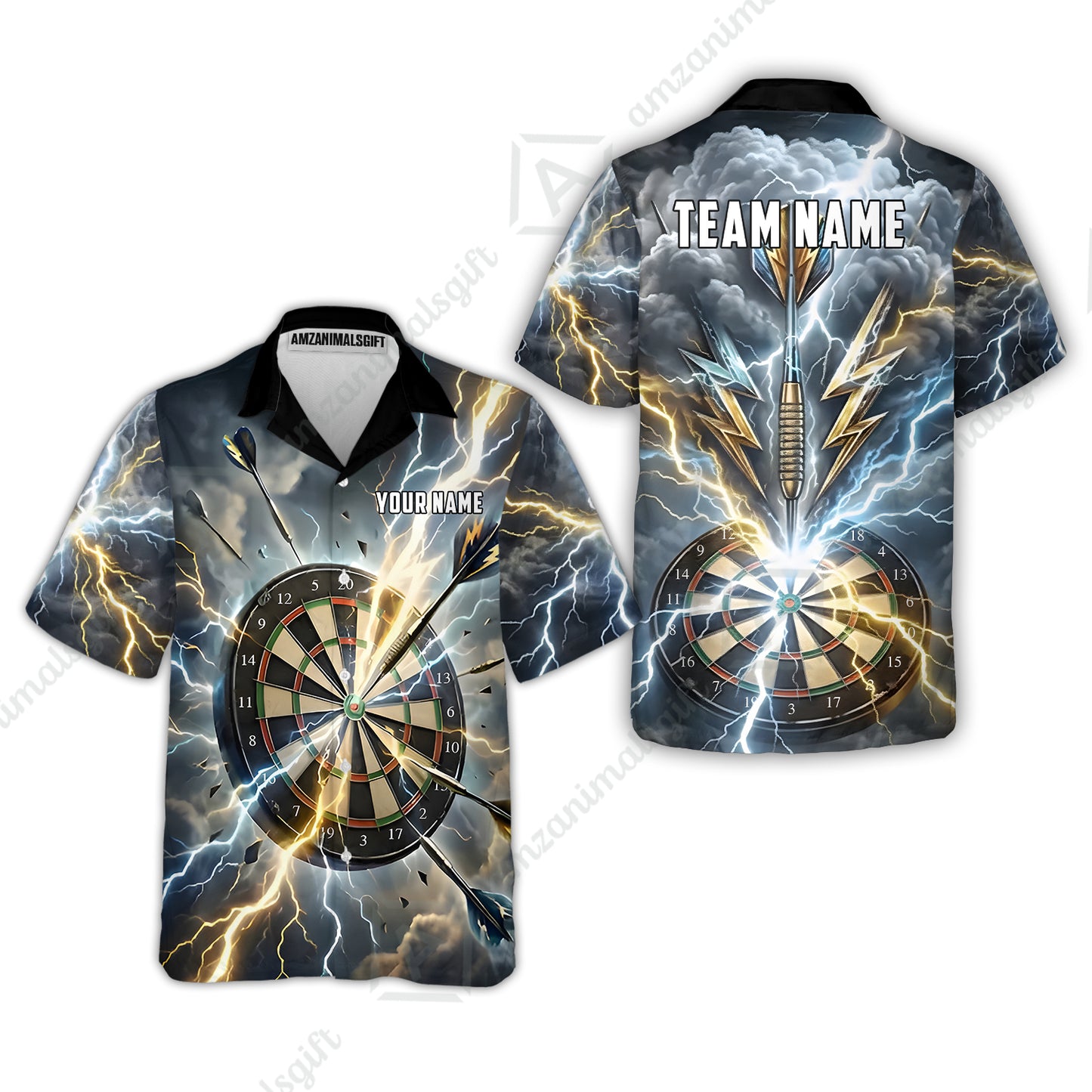 Custom Darts Team Jersey, Personalized Lightning Darts Polo Shirt For Players With Name & Team Name
