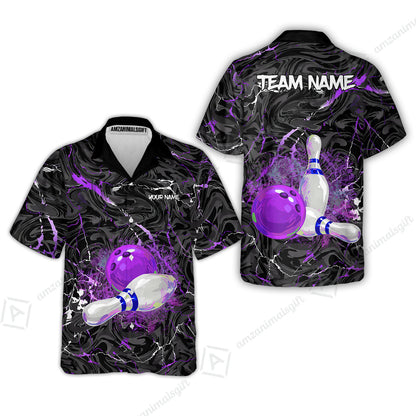Customized Bowling Unisex Polo Shirt, Swirling Marbled Pattern Vibrant Veins, Bowling Uniforms, Personalized Name And Team Name