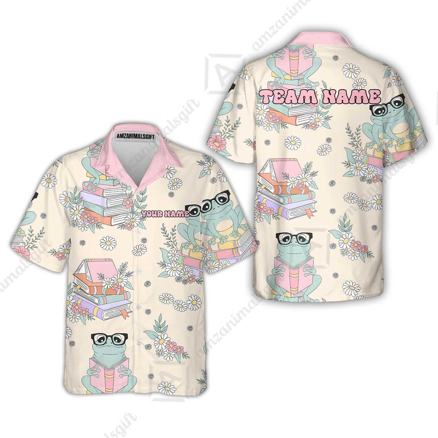 Custom Bowling Jersey Polo Shirt, Bookworm Frog, Personalized Name And Team Name