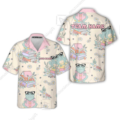 Custom Bowling Jersey Polo Shirt, Bookworm Frog, Personalized Name And Team Name