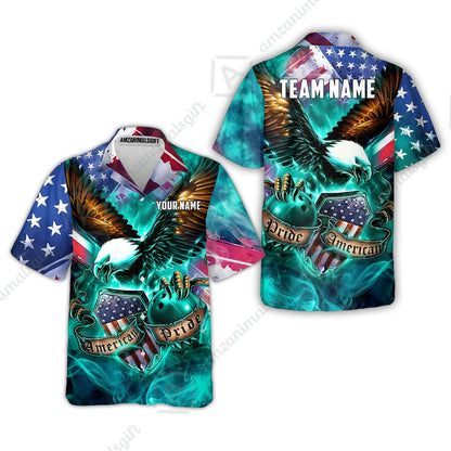 Custom Bowling Jersey Polo Shirt, American Pride Eagle, Personalized Name & Team Name