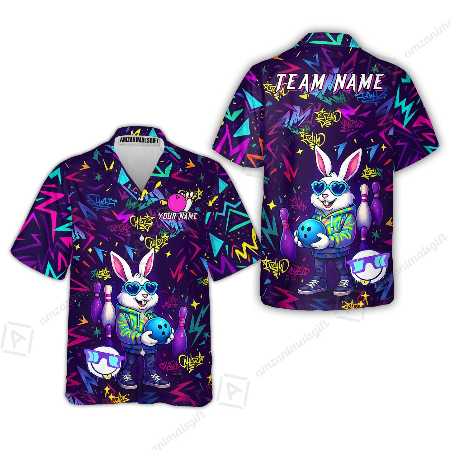 Custom Hip Hop Rabbit Bowling Jersey Polo Shirt, Custom Hip Hop Rabbit Bowling Jersey Team Shirt For Players With Name & Team Name