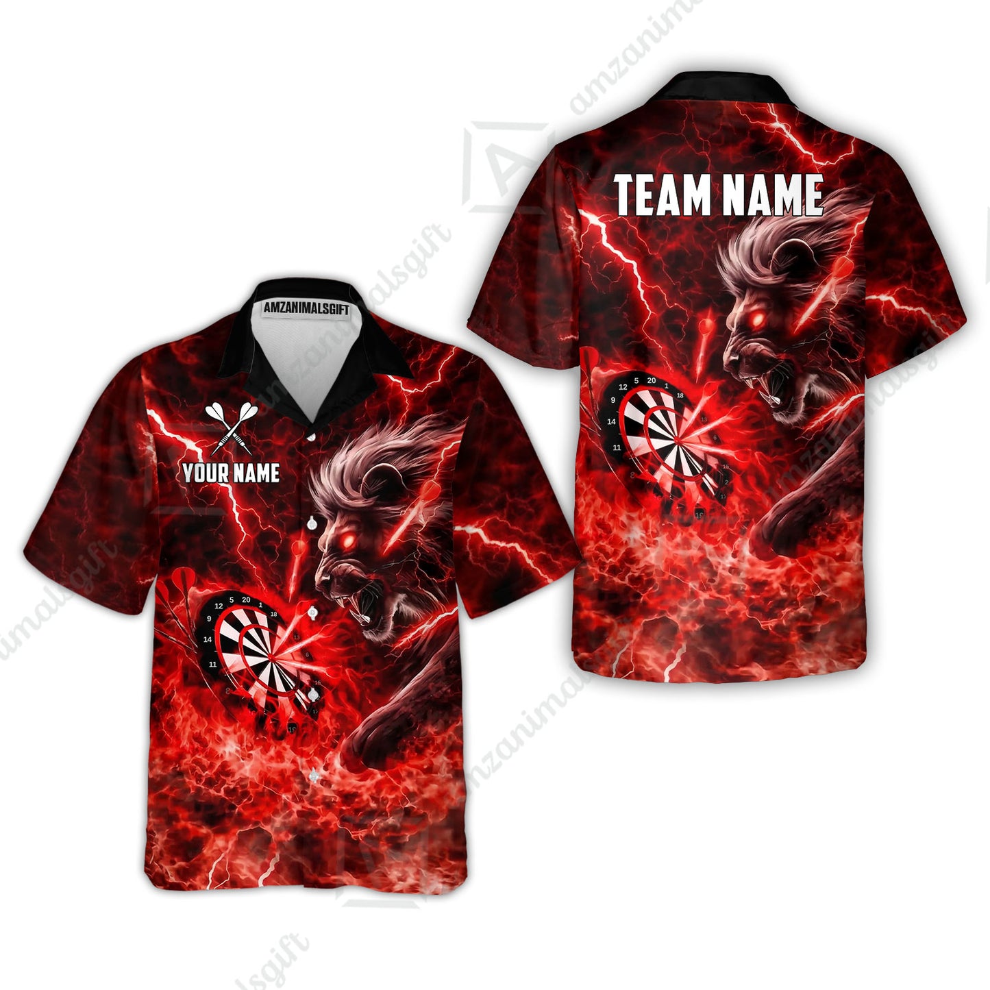 Custom Darts Team Jersey, Personalized Lightning Lion Jersey Shirt For Players With Name & Team Name