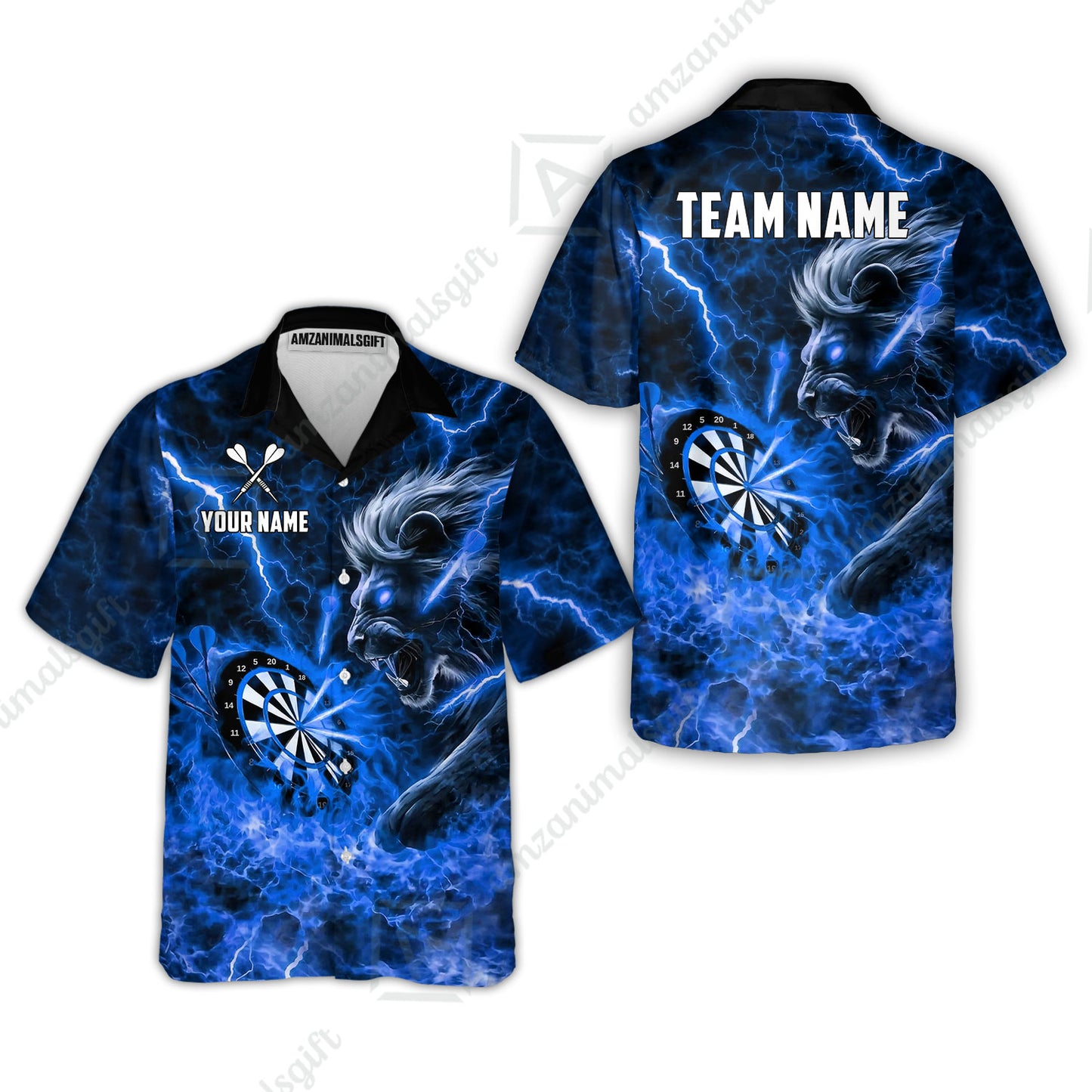 Custom Darts Team Jersey, Personalized Lightning Lion Jersey Shirt For Players With Name & Team Name